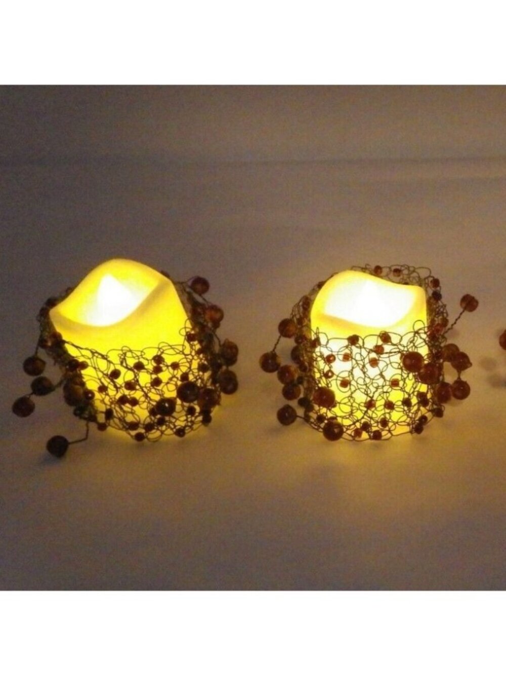 Goth Red Votive Candle Beaded Wire Wraps Napkin Rings Wedding Christmas Lot 2 - Picture 1 of 4